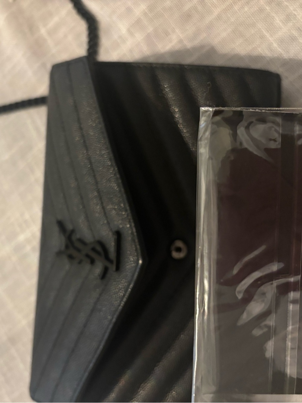 Yves Saint Laurent Black Quilted Leather Chain Wallet YSL - Picture 6 of 7